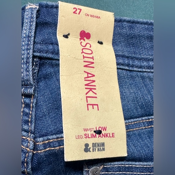 NWT H&M Fit SQIN Skinny Jeans Low Waist Zippered Ankle, Sz 27 - Picture 10 of 16